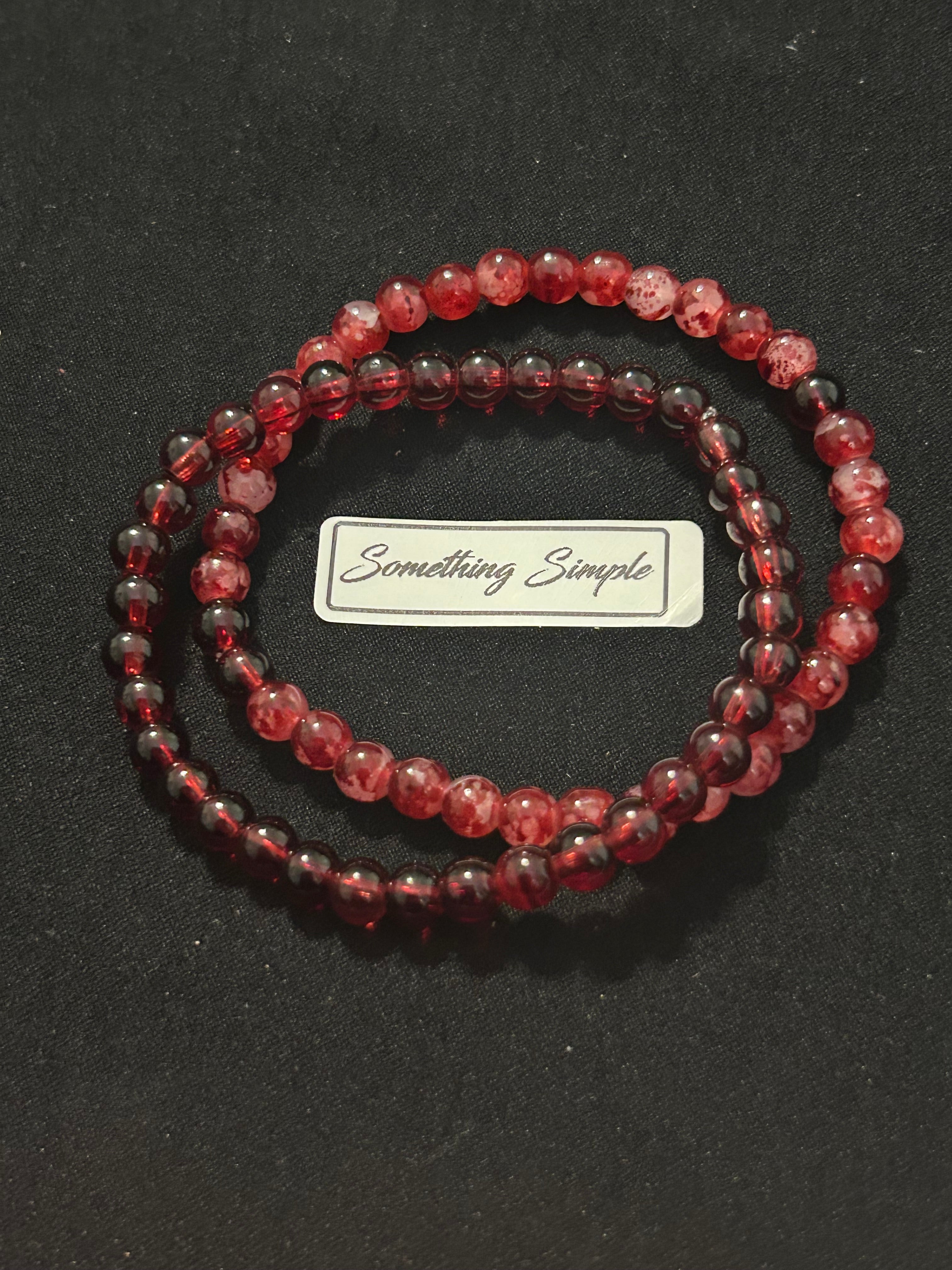 Crimson Glass Bead Bracelets
