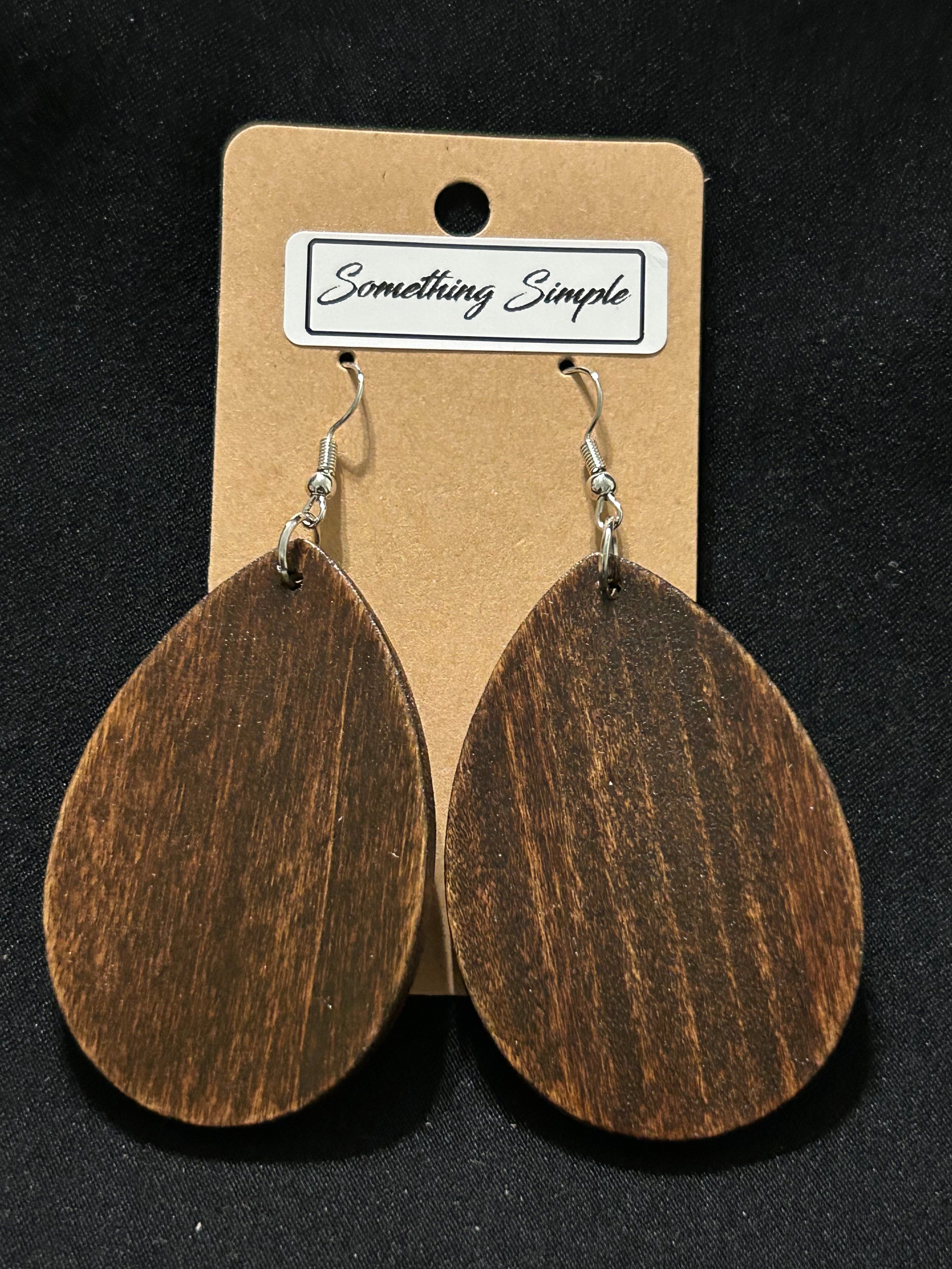 Dark Wood Teardrop Earrings