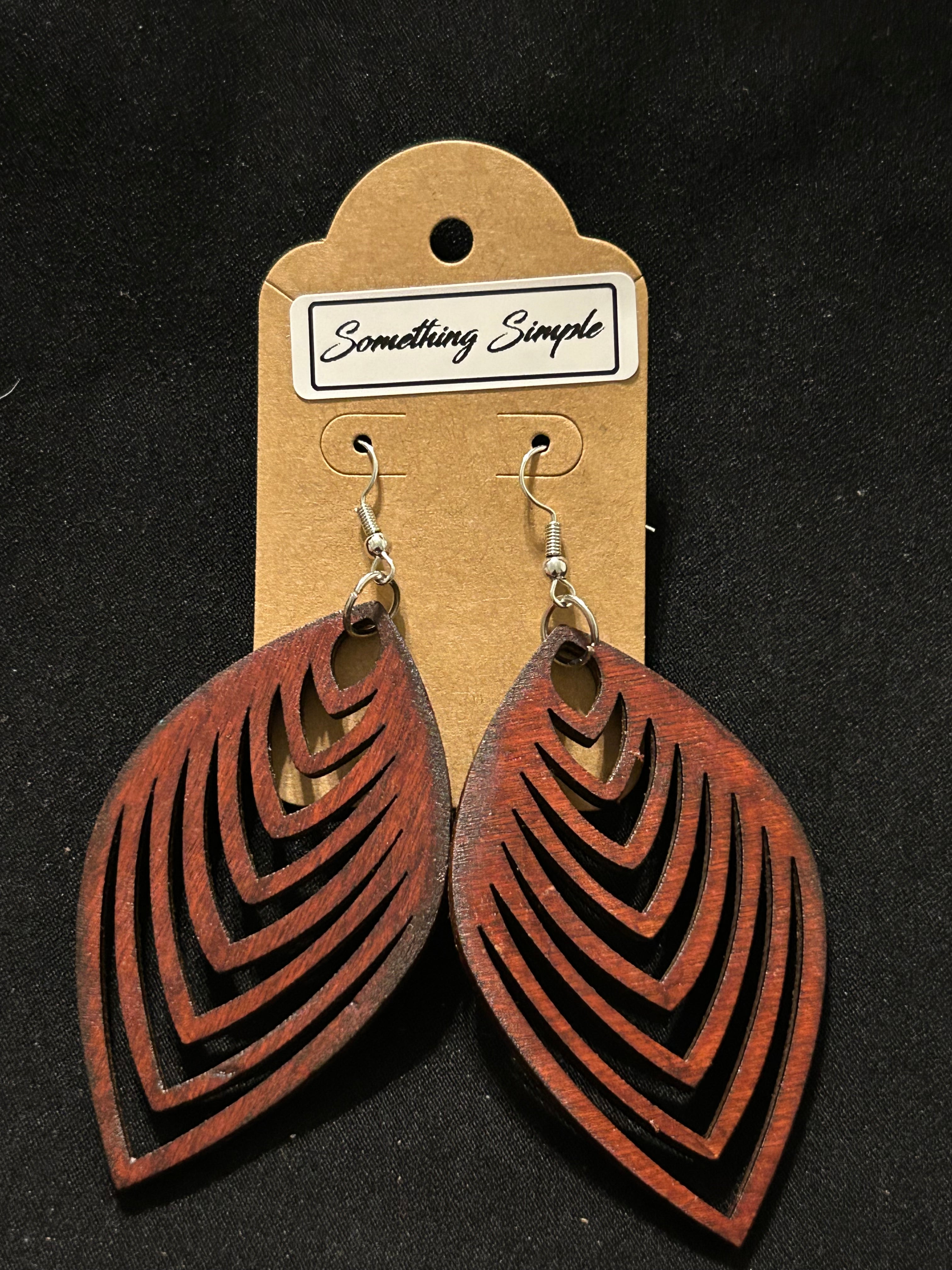 Layered Leaf Wood Earrings