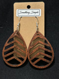 Chevron Cutout Wood Teardrop Earrings