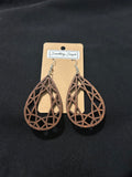 Geometric Lattice Wood Earrings