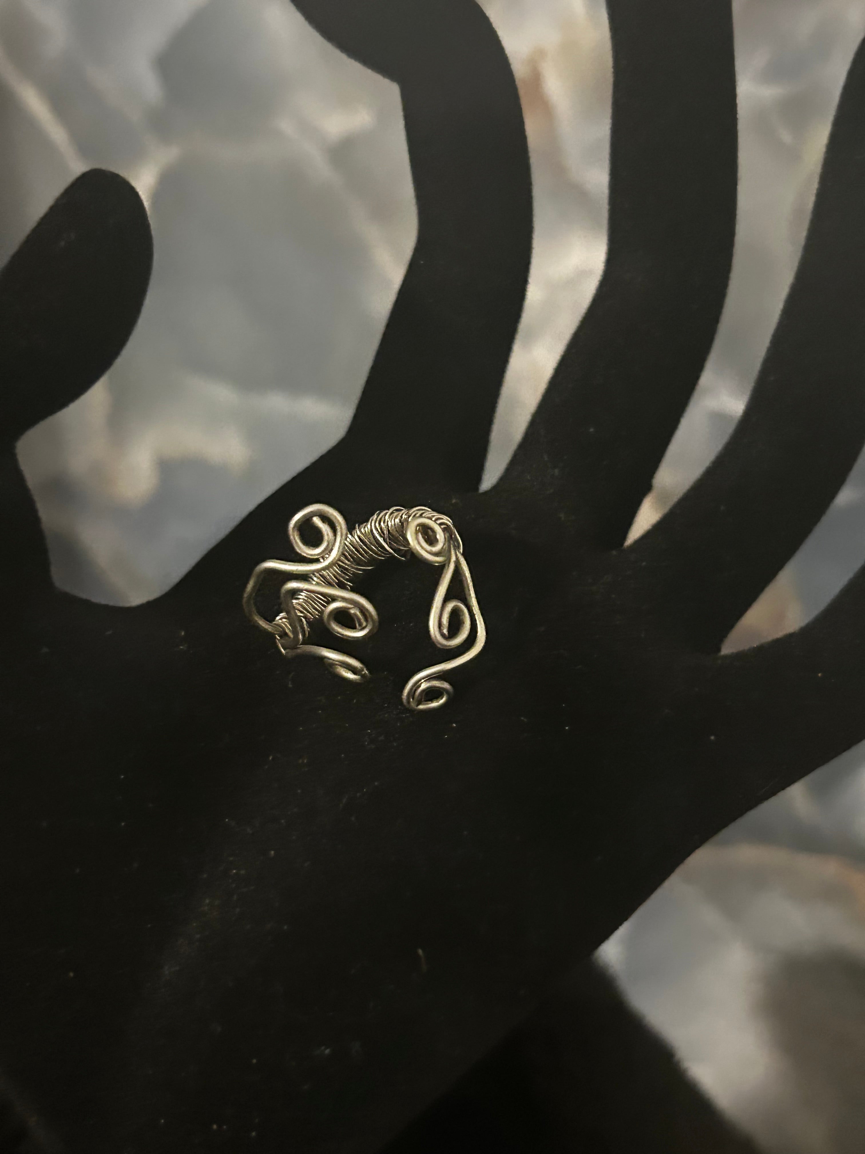 Silver Flame Ring – Swirl Wire Design