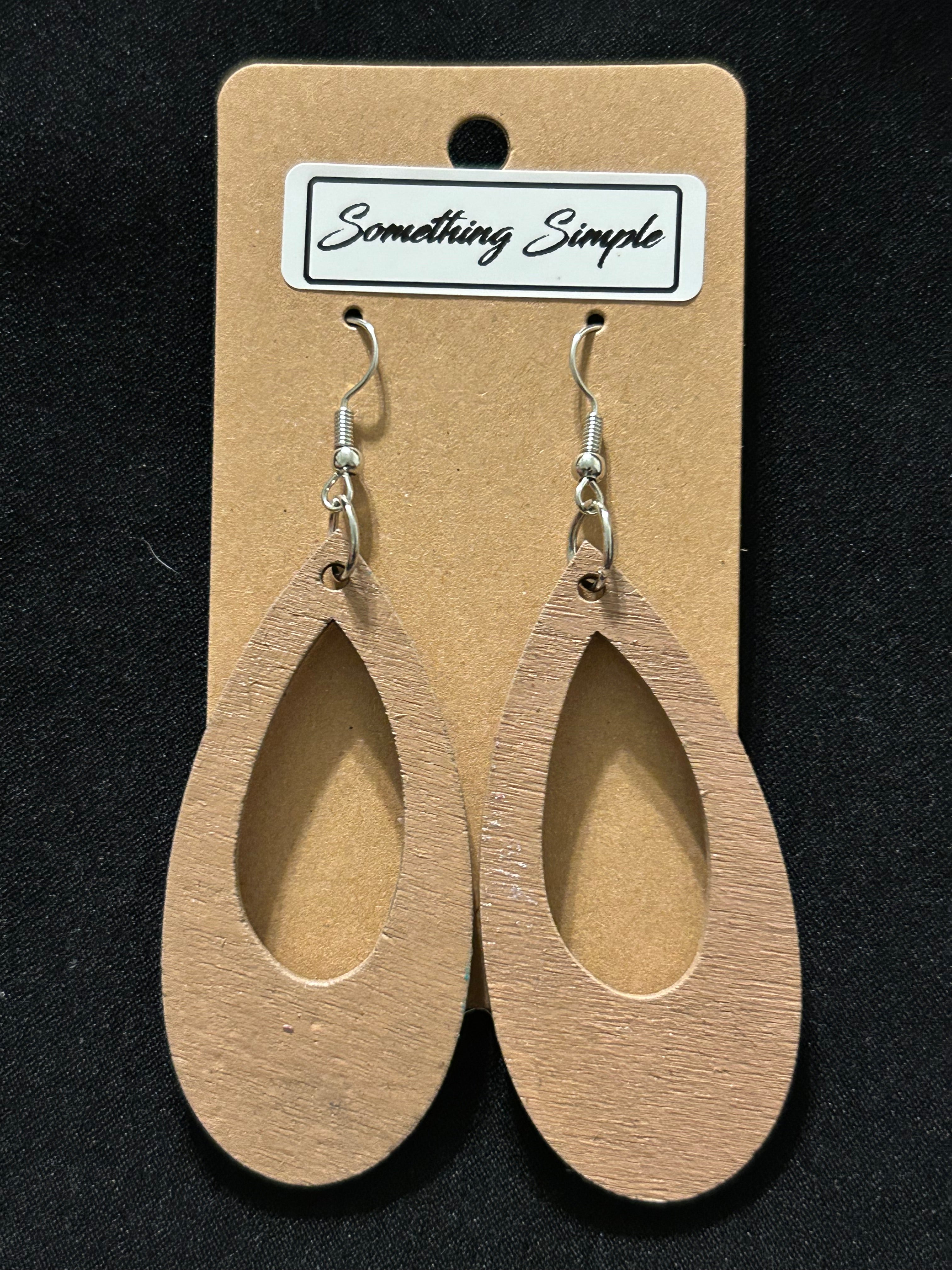 Light Wood Teardrop Earrings