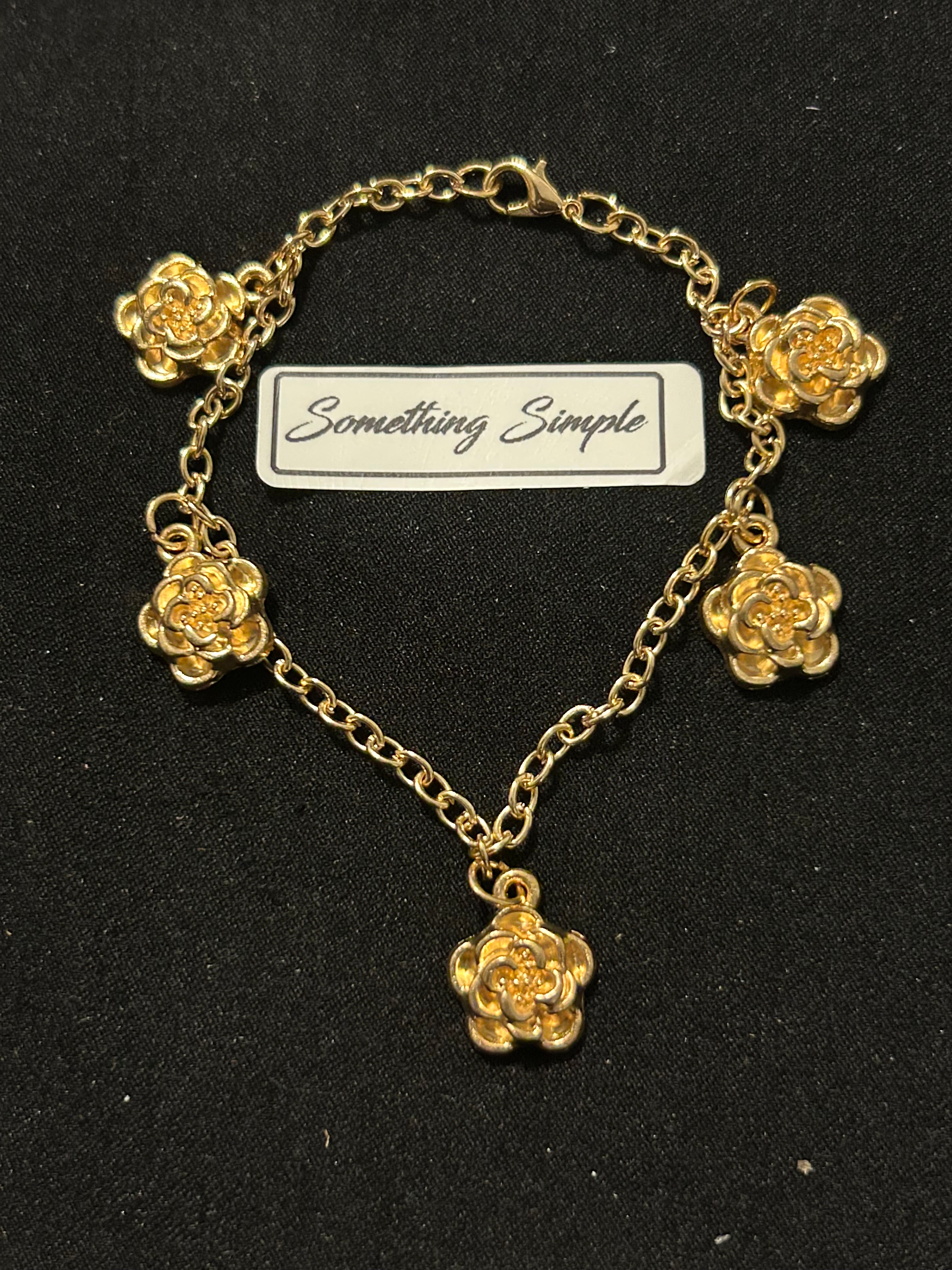 Golden Rose Charm Bracelet