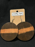 Striped Round Wood Earrings