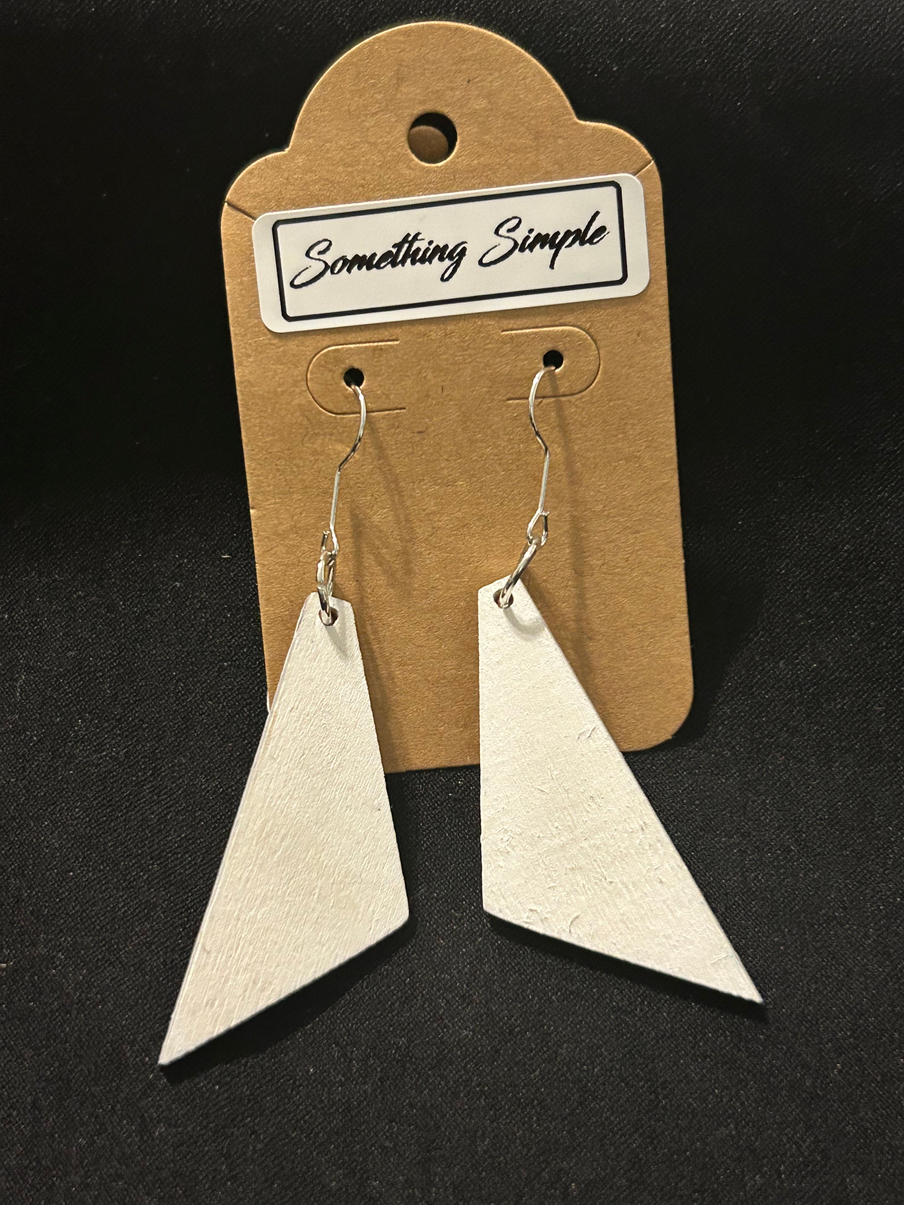White Triangle Drop Earrings