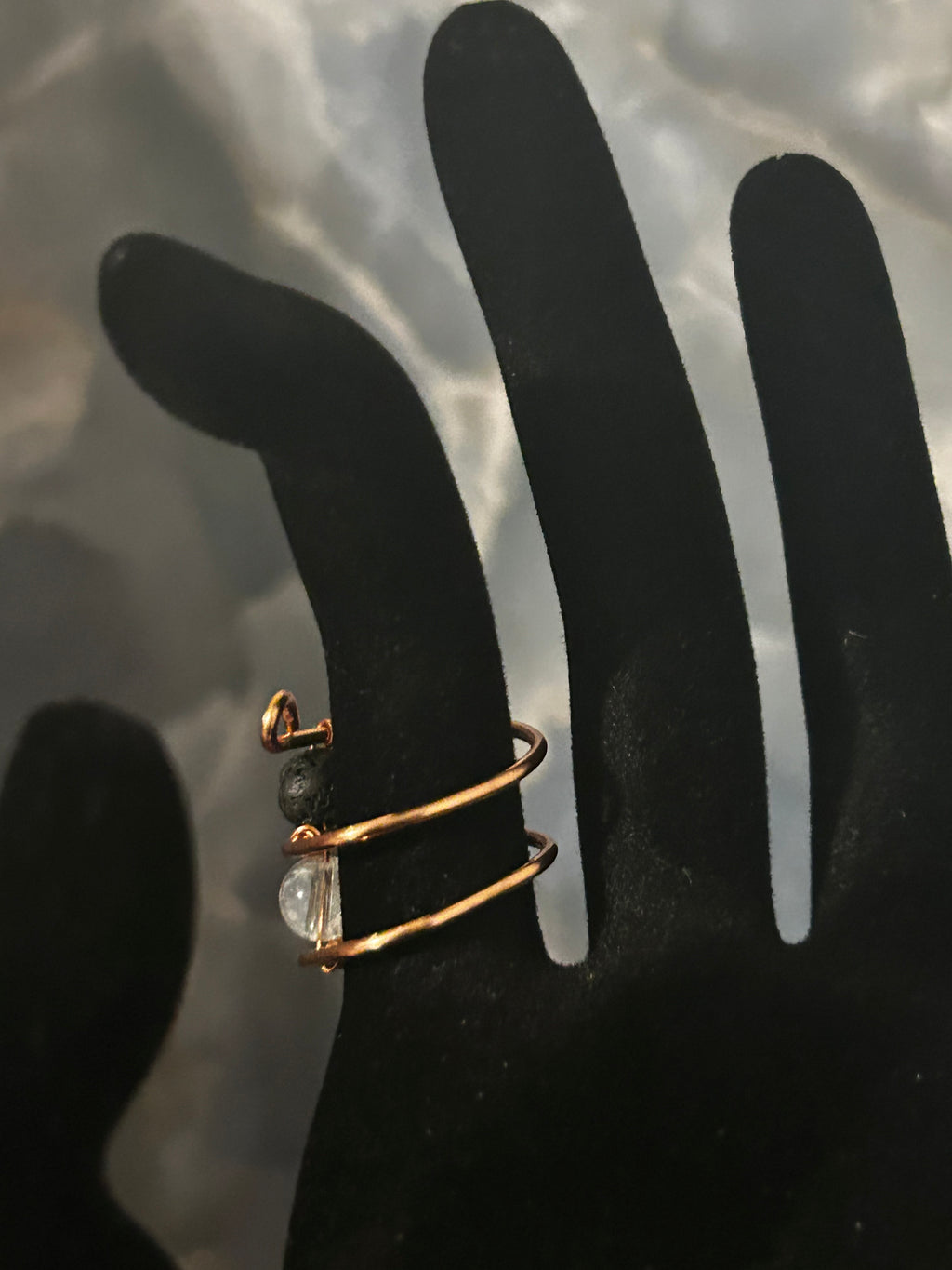 Quartz & Lava Grace Ring – Dual Stone Wire Wrap