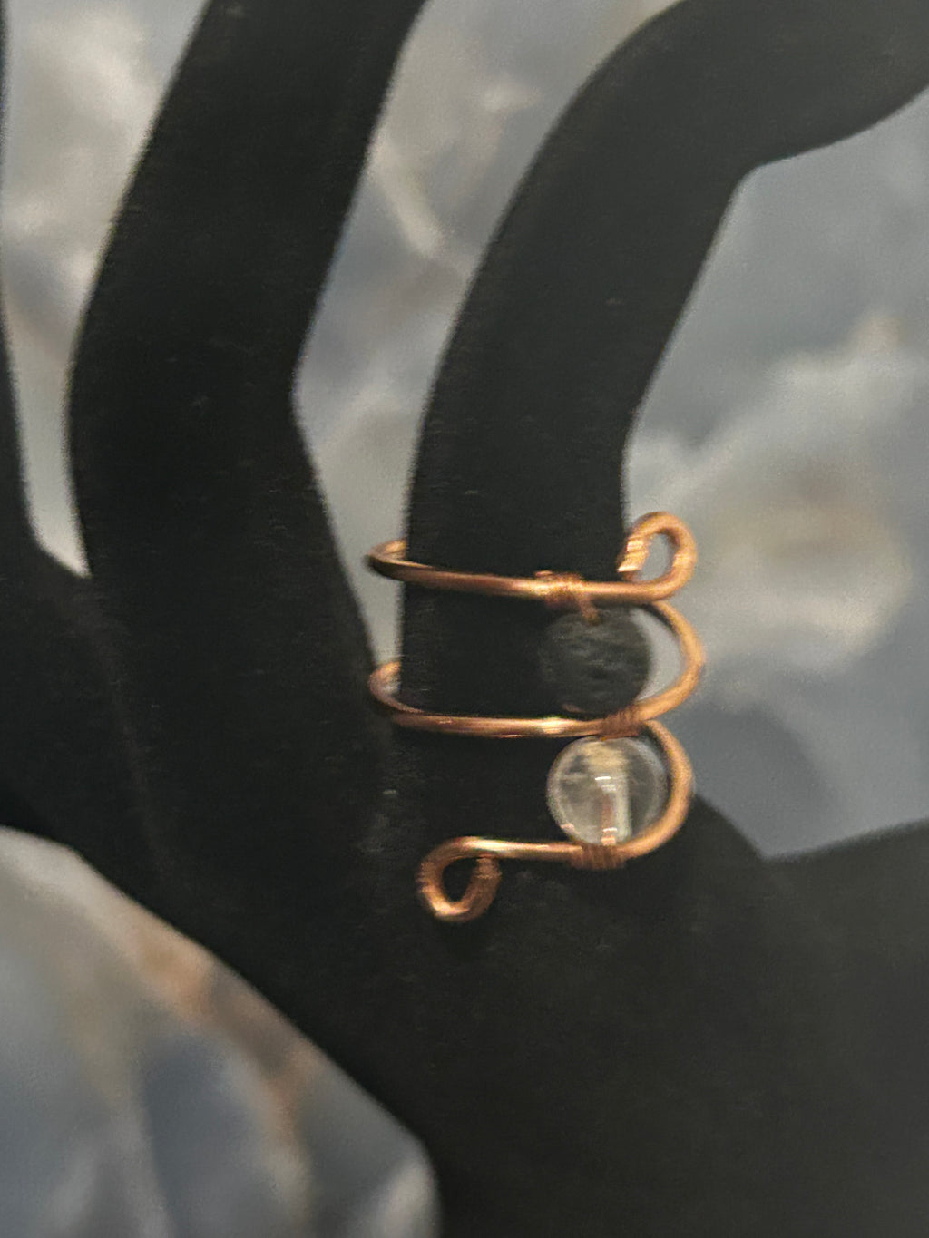 Quartz & Lava Grace Ring – Dual Stone Wire Wrap