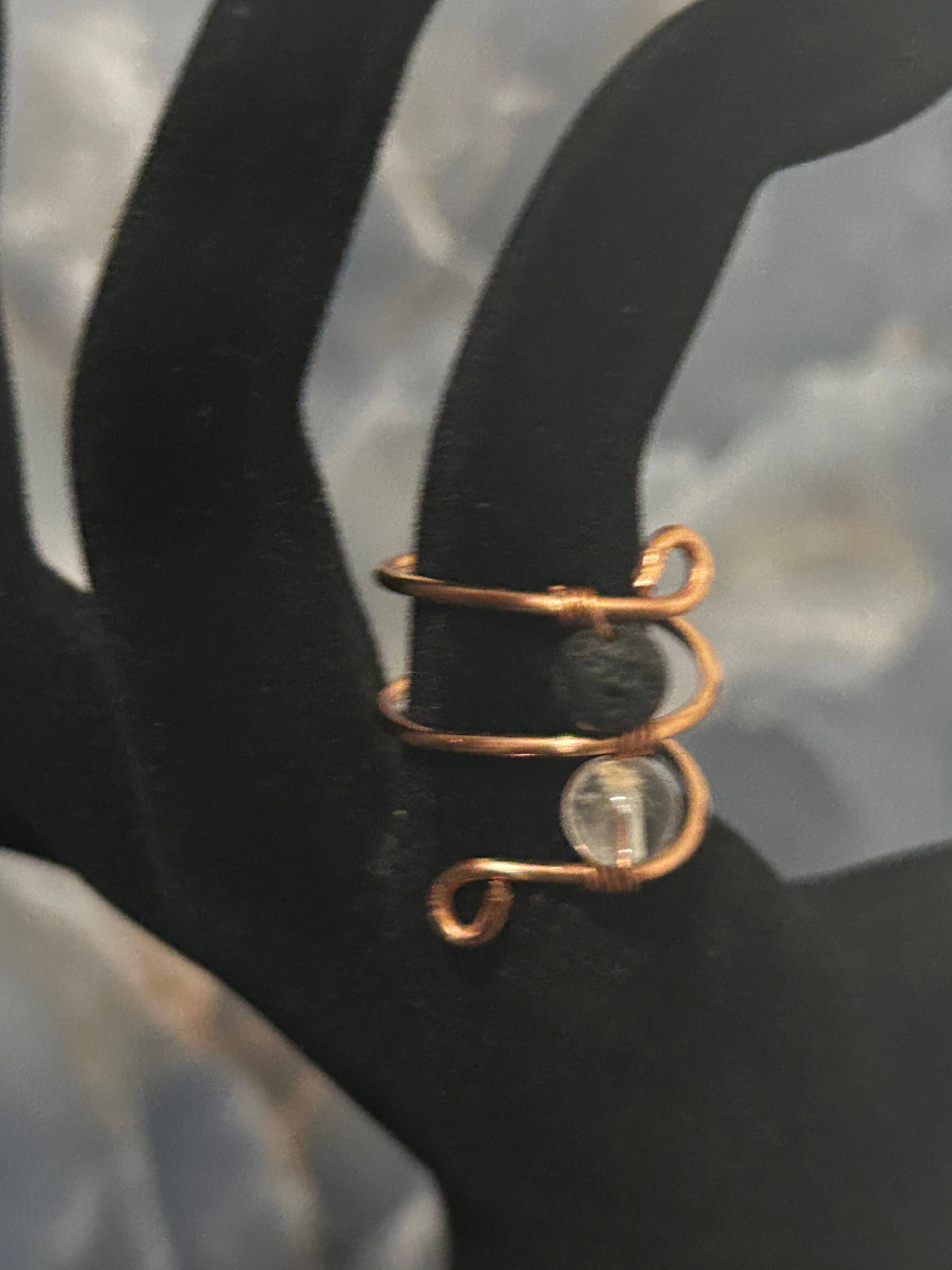Quartz & Lava Grace Ring – Dual Stone Wire Wrap
