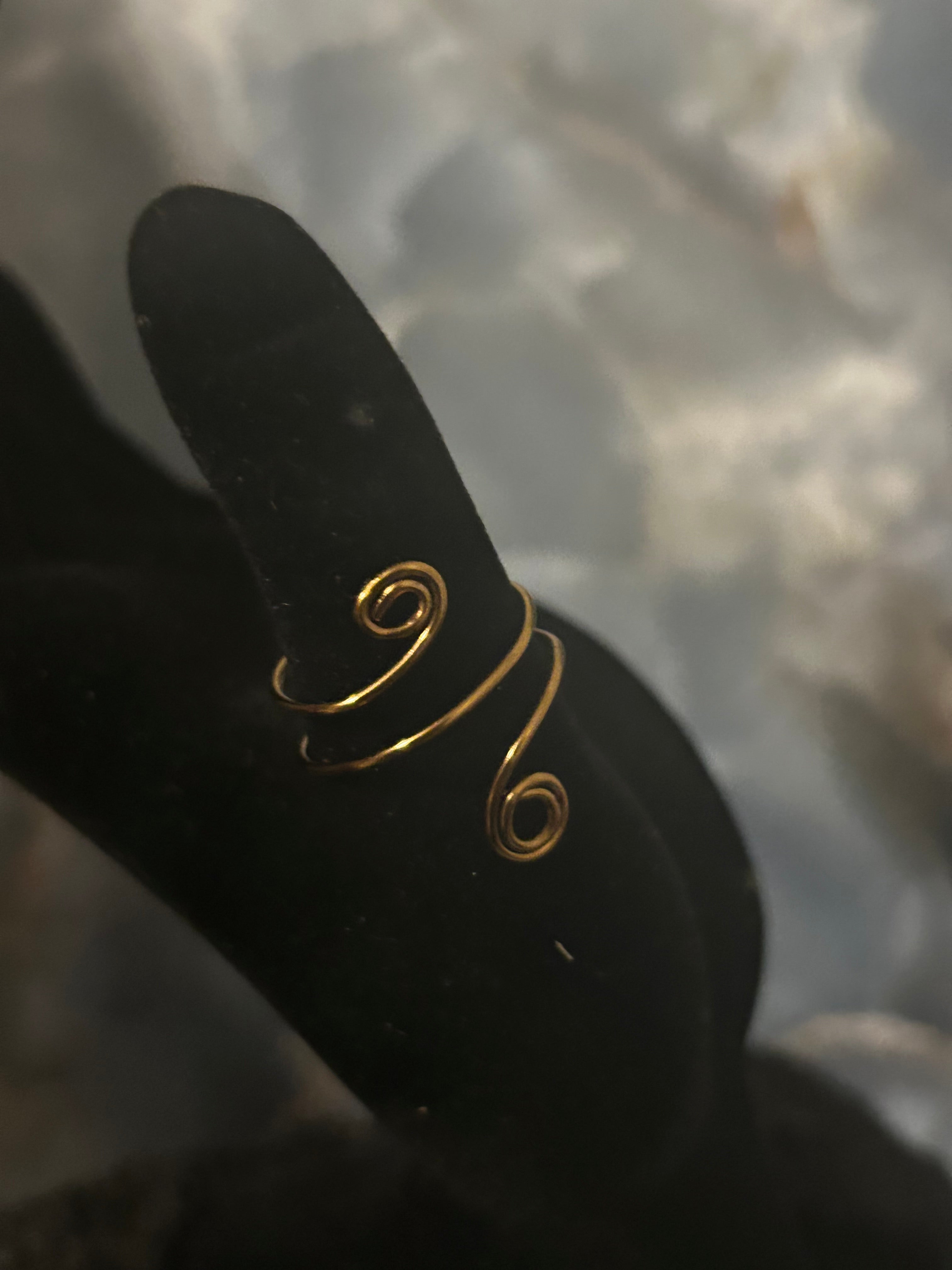 Antique Bronze Spiral Ring – Dual Coil Wire Design