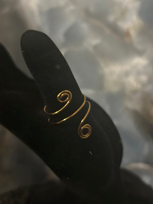 Antique Bronze Spiral Ring – Dual Coil Wire Design