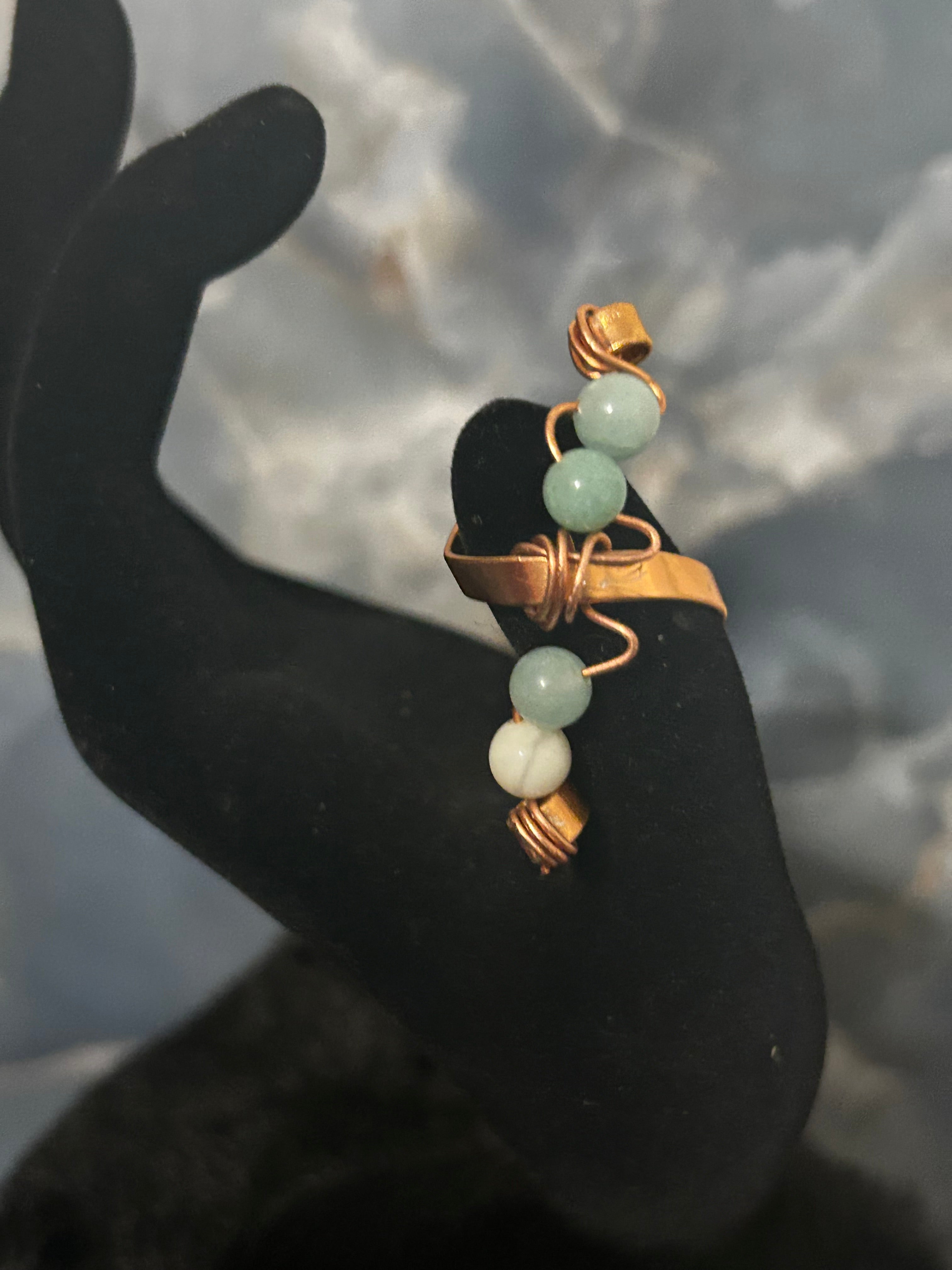 Green Aventurine Grace Ring – Copper Wire Wrap