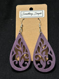 Purple Wood Teardrop Earrings