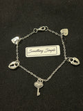 Silver Heart & Key Charm Bracelet
