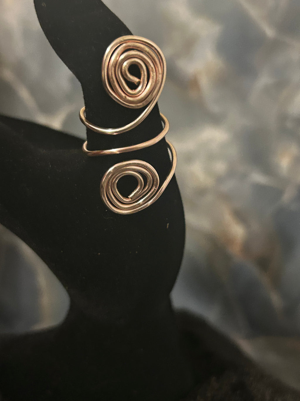 Golden Twin Spiral Ring – Wire Wrap Design