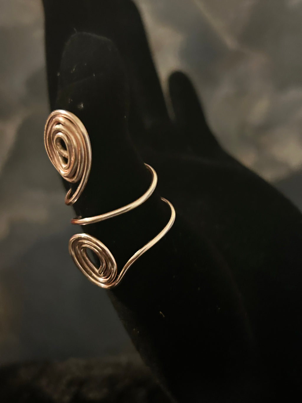 Golden Twin Spiral Ring – Wire Wrap Design