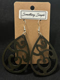 Black Swirl-Cut Teardrop Earrings