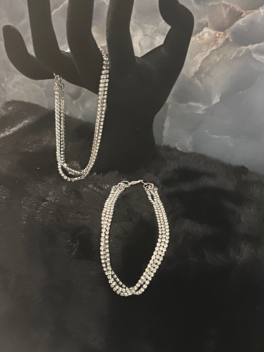 Triple Strand Rhinestone Bracelet – Silver Radiance