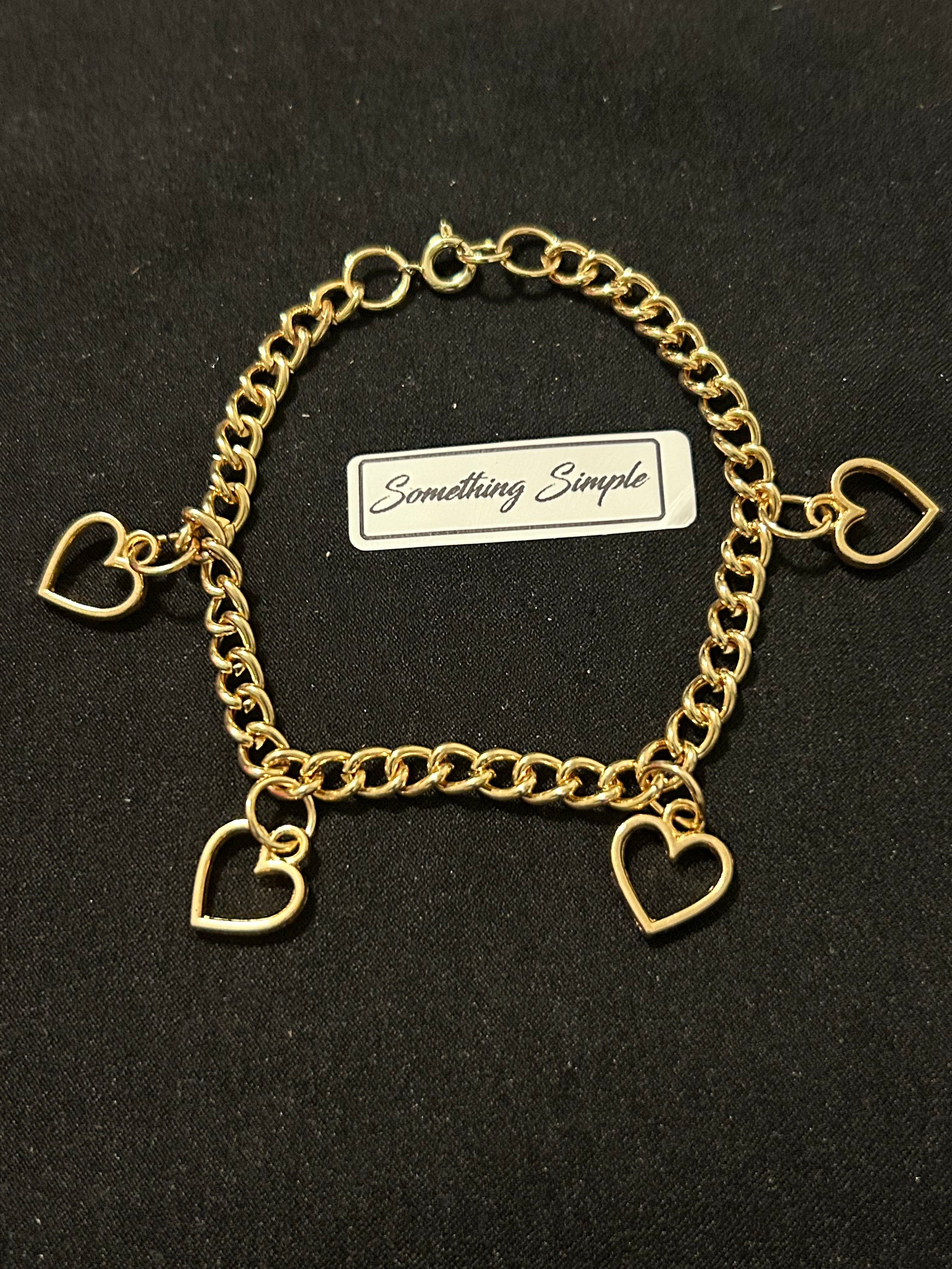 Gold Heart Charm Bracelet