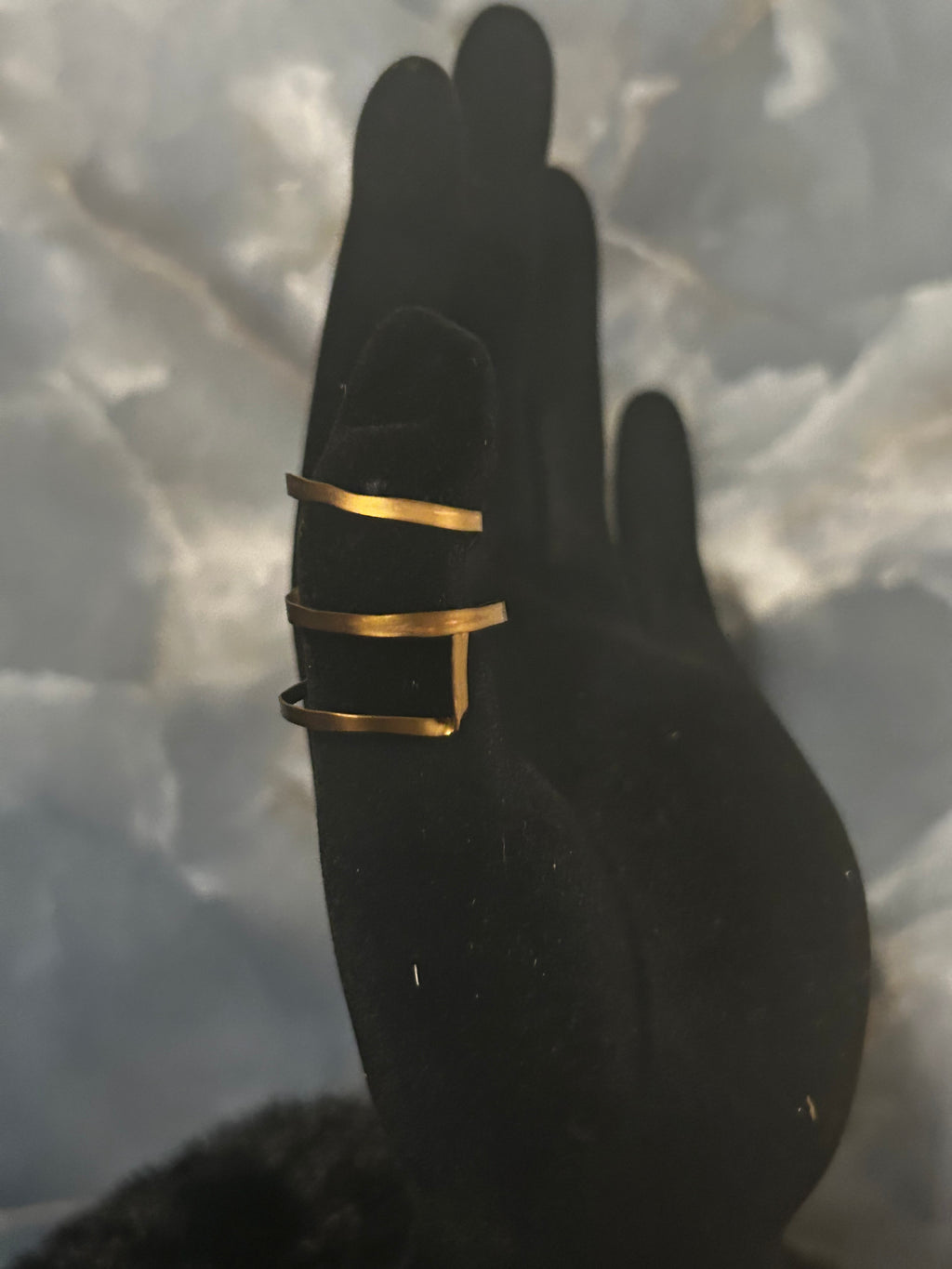 Antique Bronze Geometry Ring – Triple Band Design