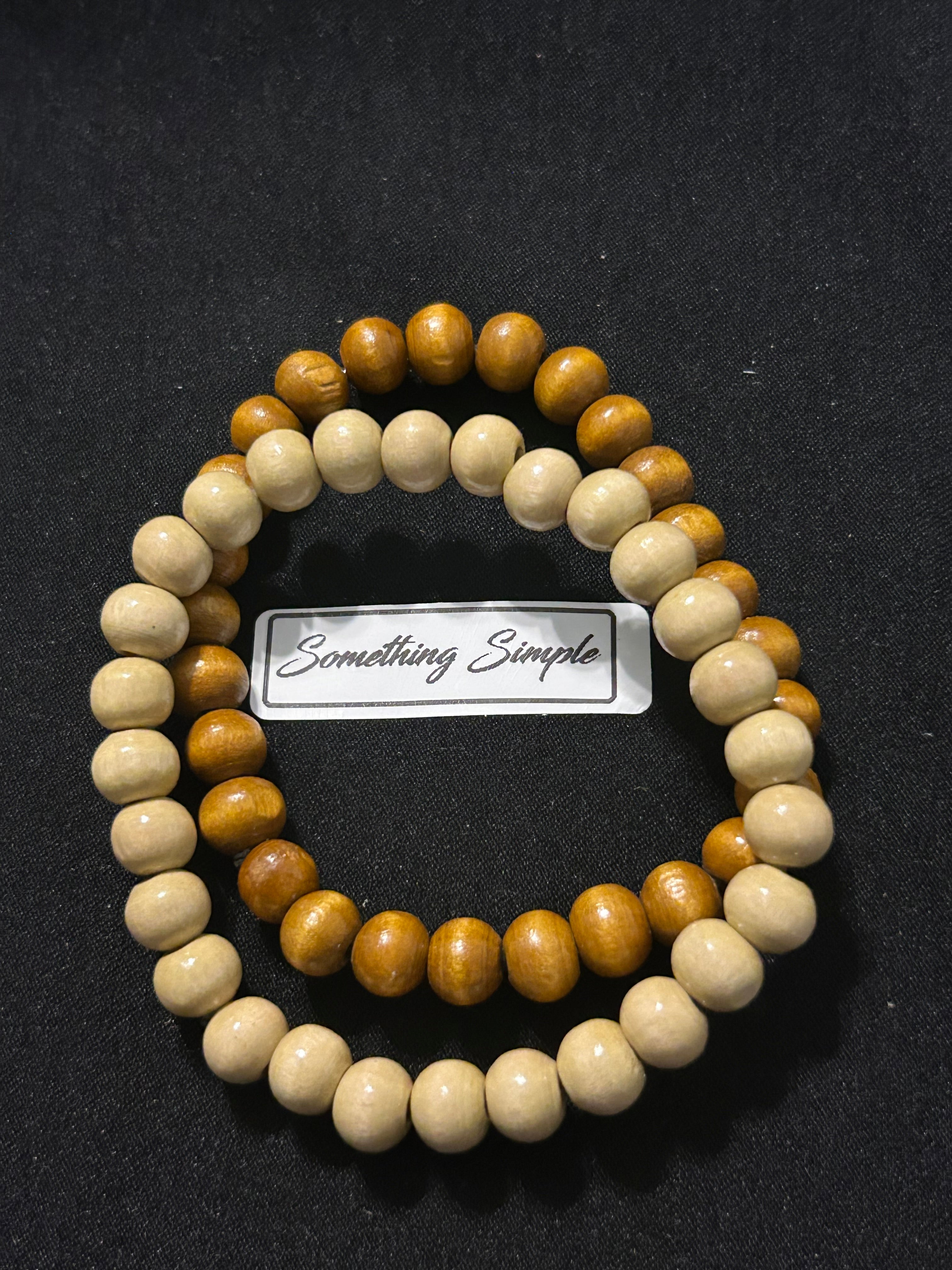 Wooden Bead Bracelets (Light & Medium Brown)