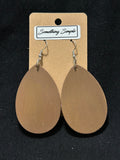 Matte Brown Wood Teardrop Earrings
