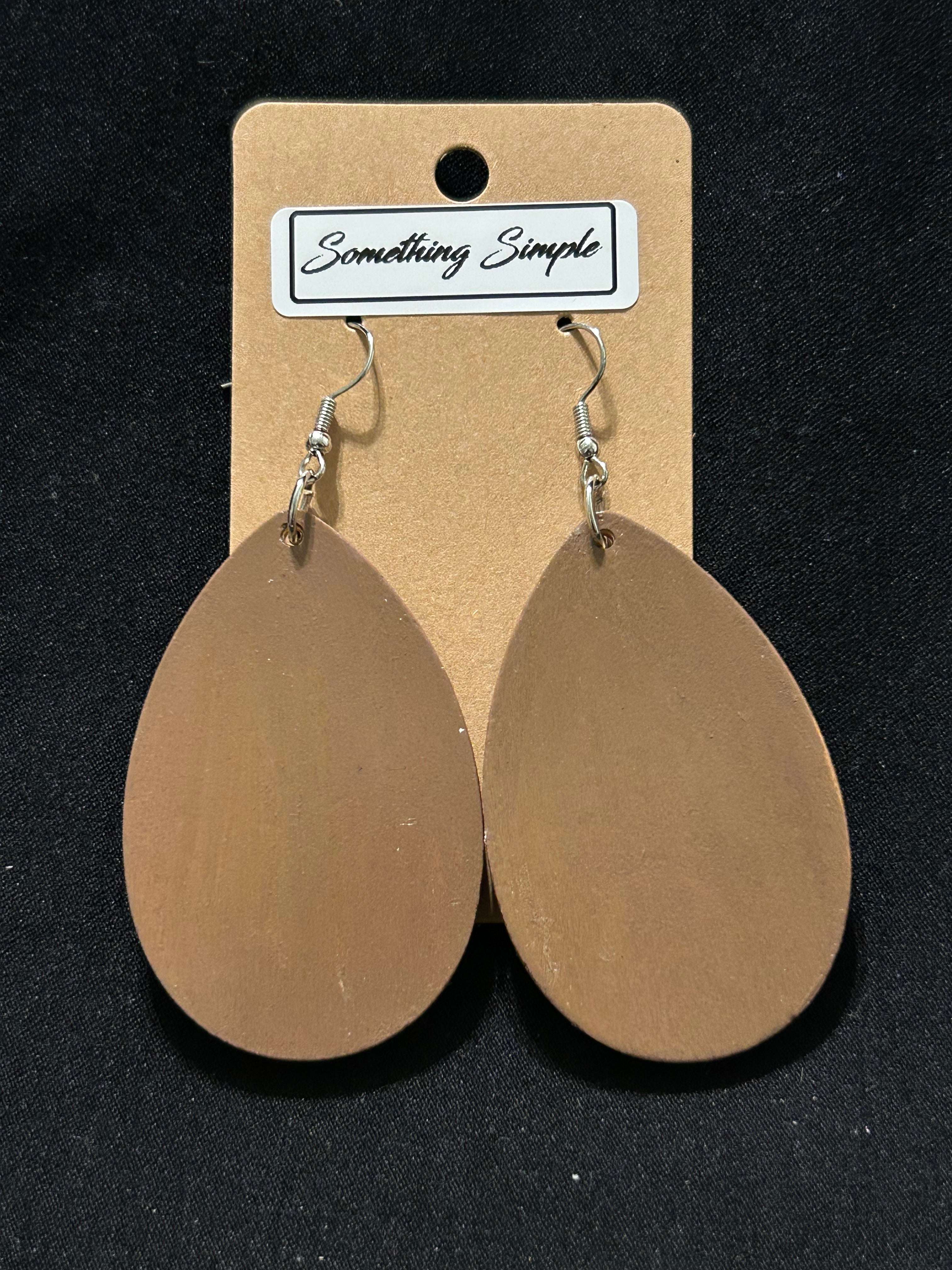 Matte Brown Wood Teardrop Earrings