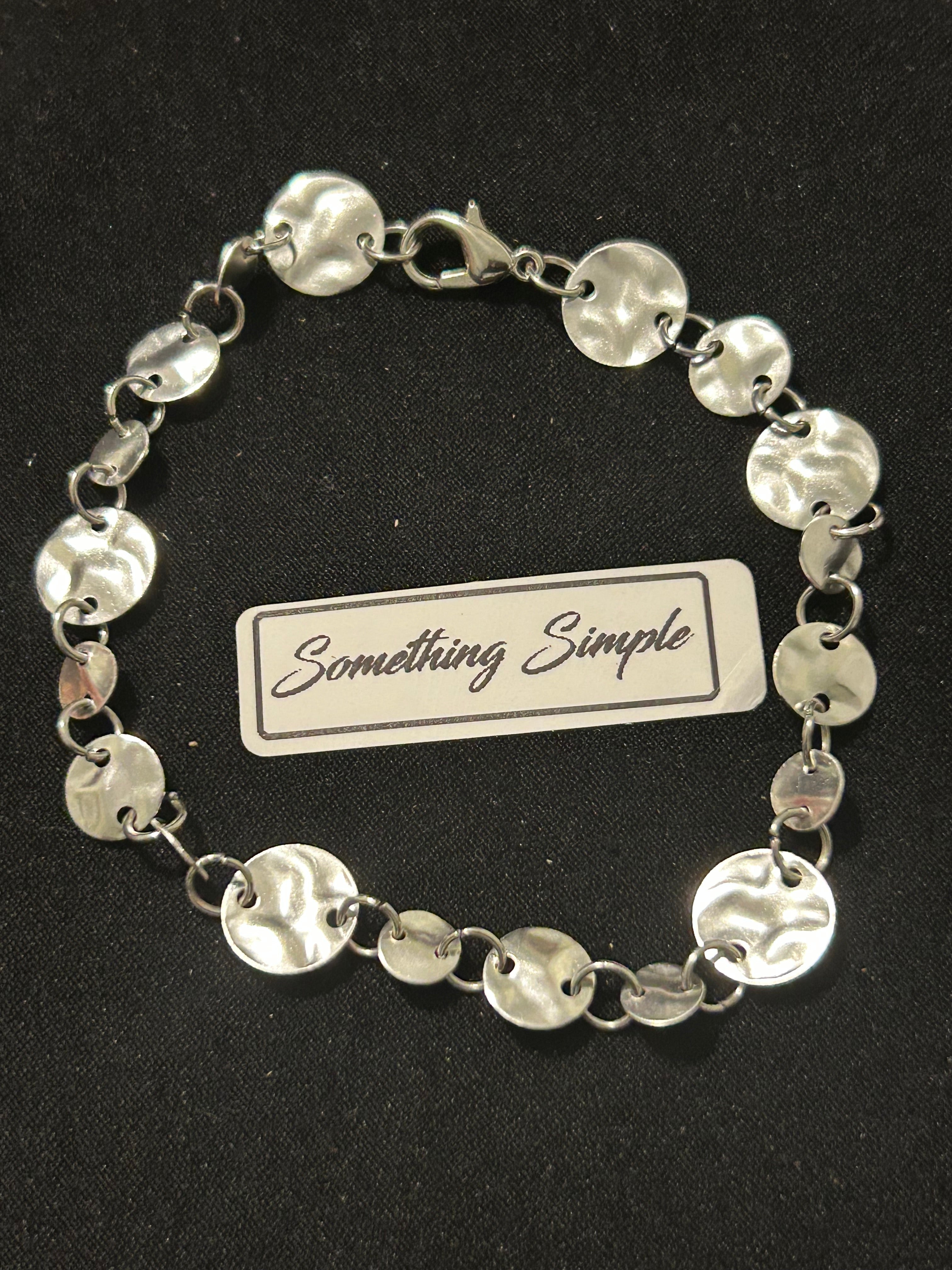 Hammered Silver Disc Bracelet