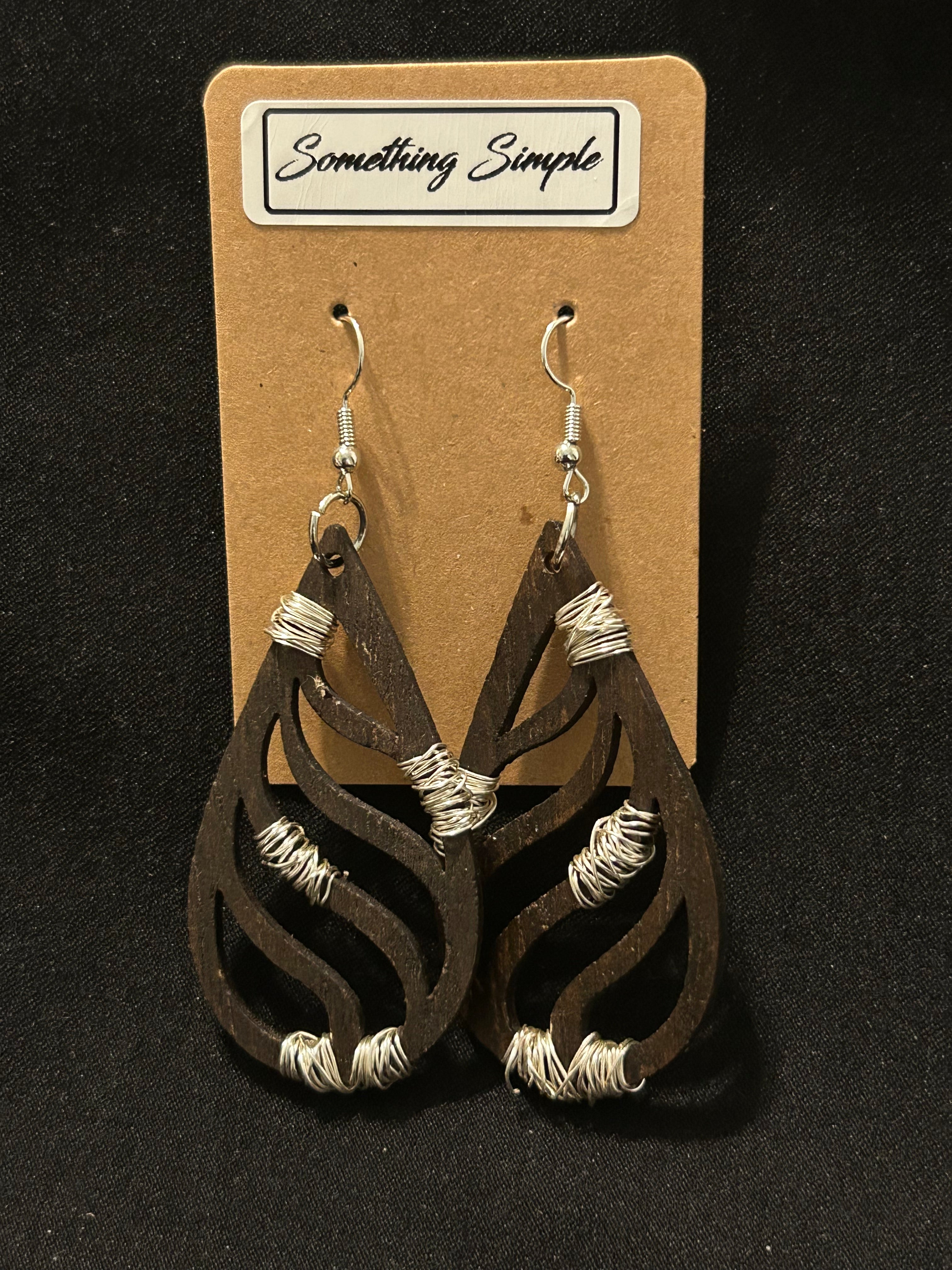 Dark Wood Swirl-Cut Earrings