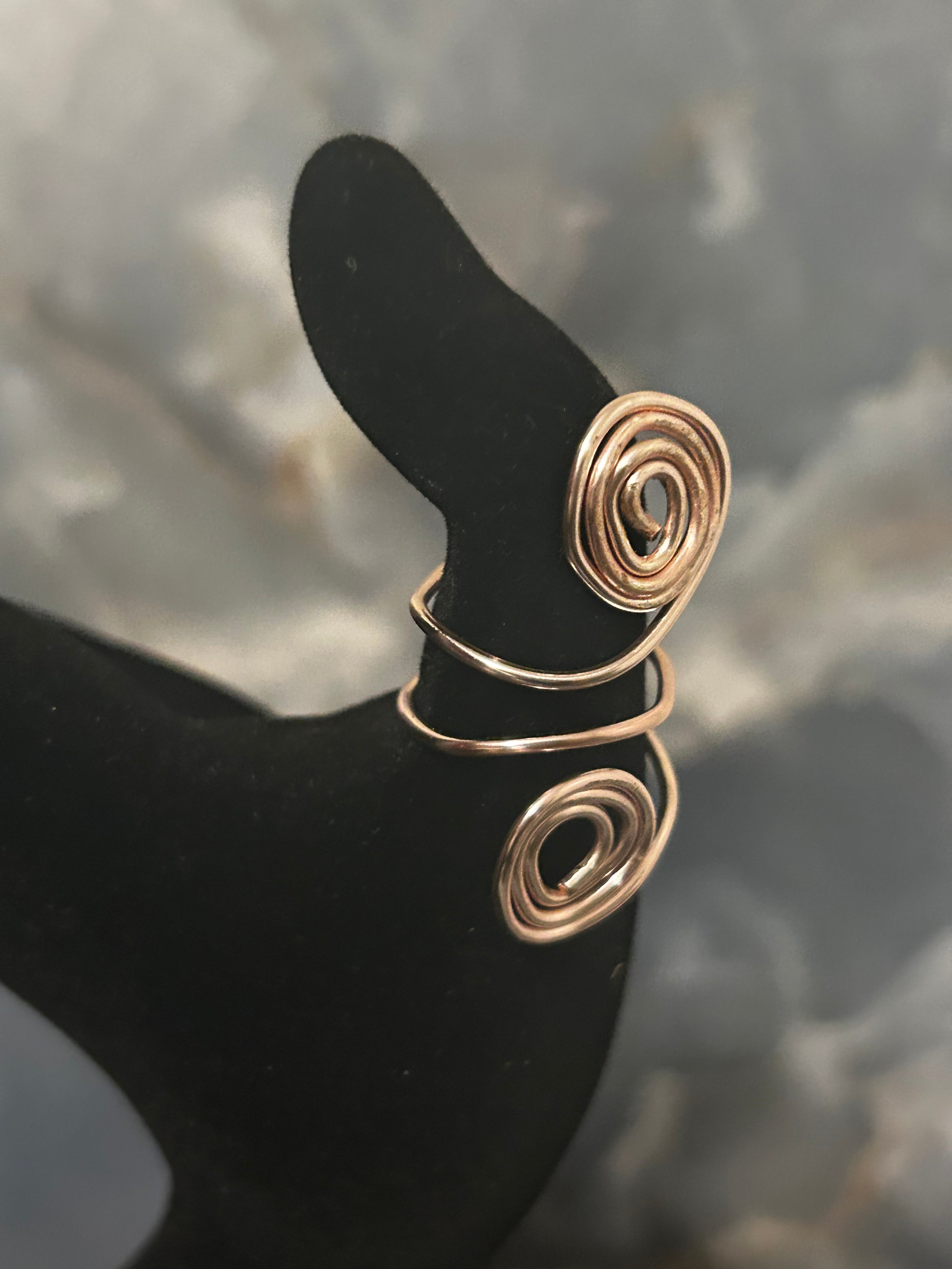 Golden Twin Spiral Ring – Wire Wrap Design