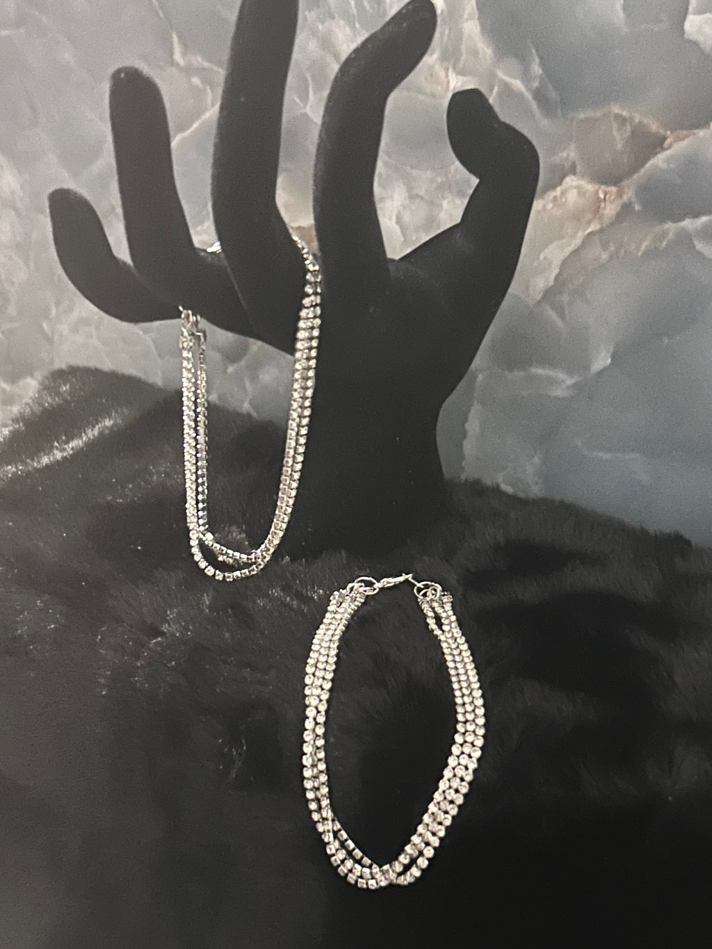 Triple Strand Rhinestone Bracelet – Silver Radiance