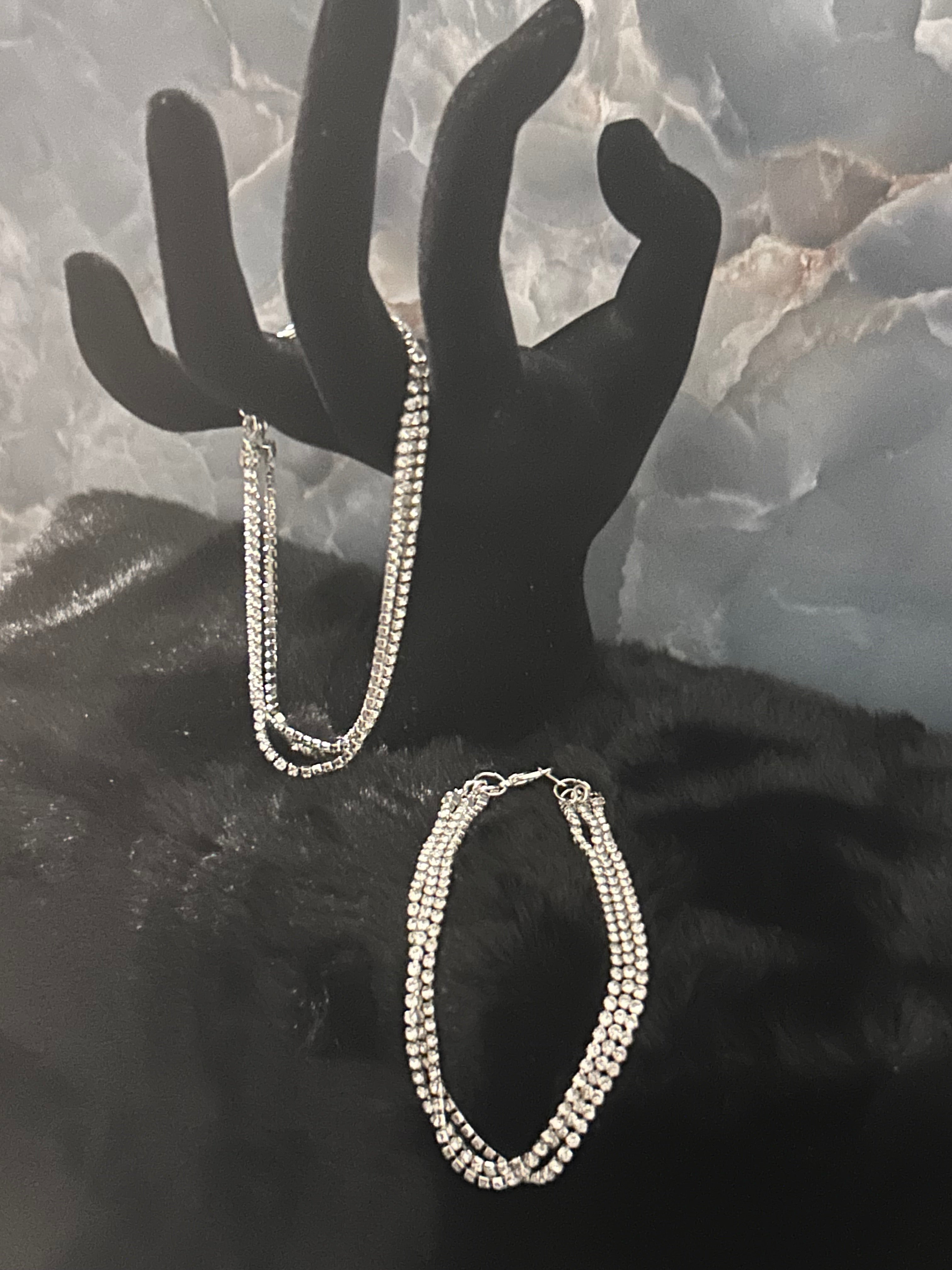 Triple Strand Rhinestone Bracelet – Silver Radiance