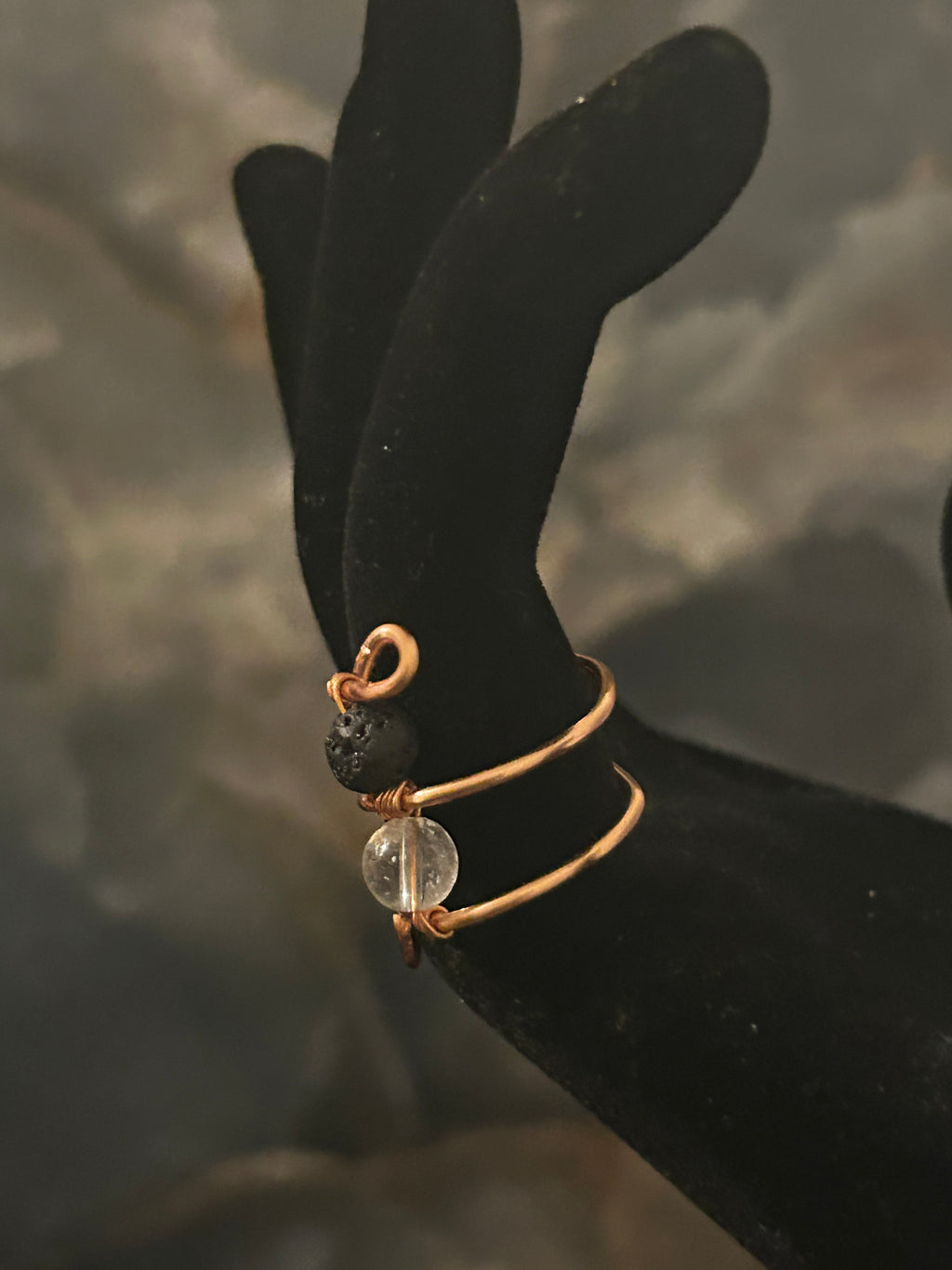 Quartz & Lava Grace Ring – Dual Stone Wire Wrap