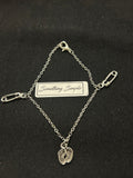 Silver Safety Pin & Baby Footprint Charm Bracelet