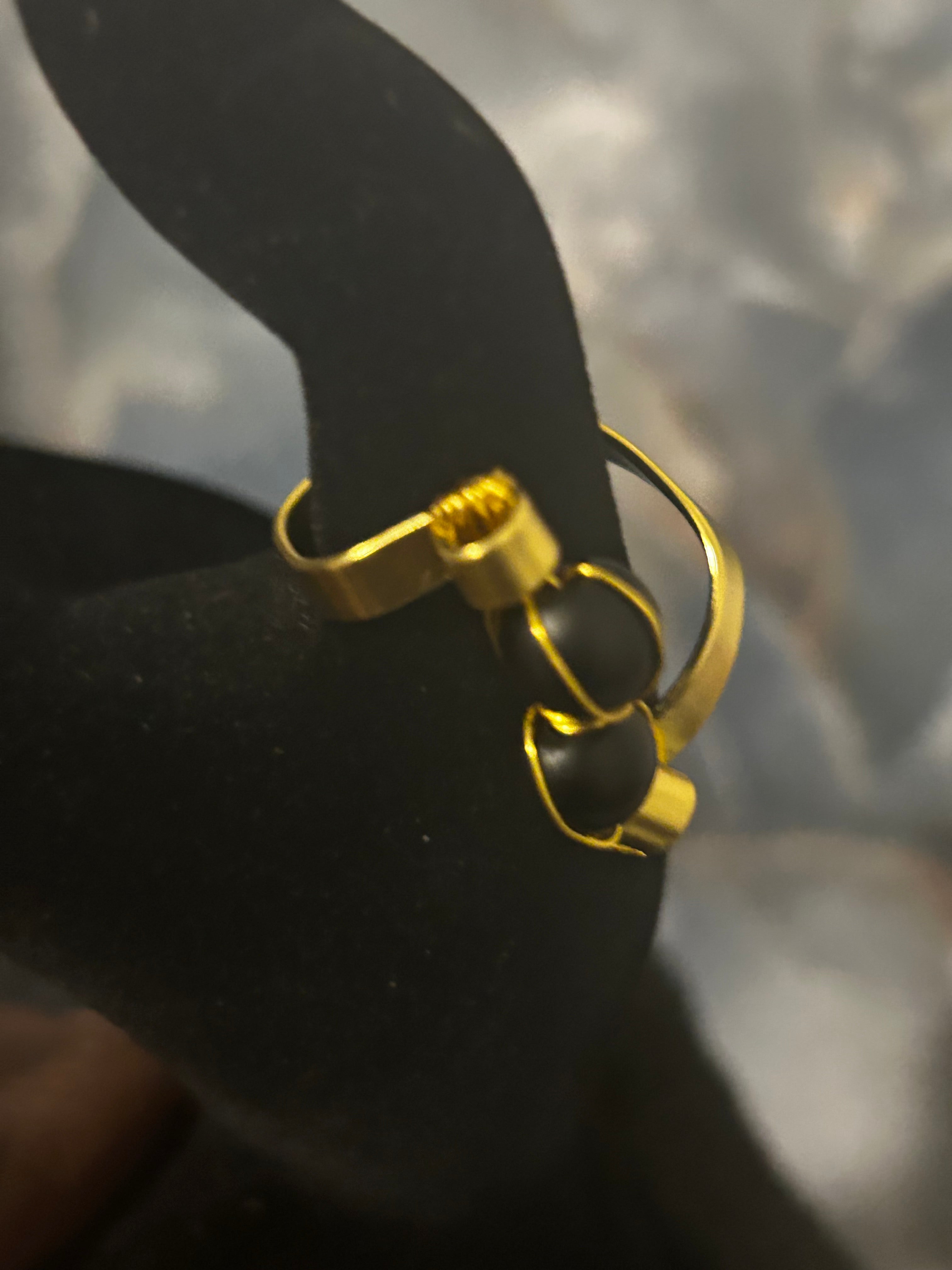 Obsidian Grace Earrings – Yellow Gold Wire Wrap