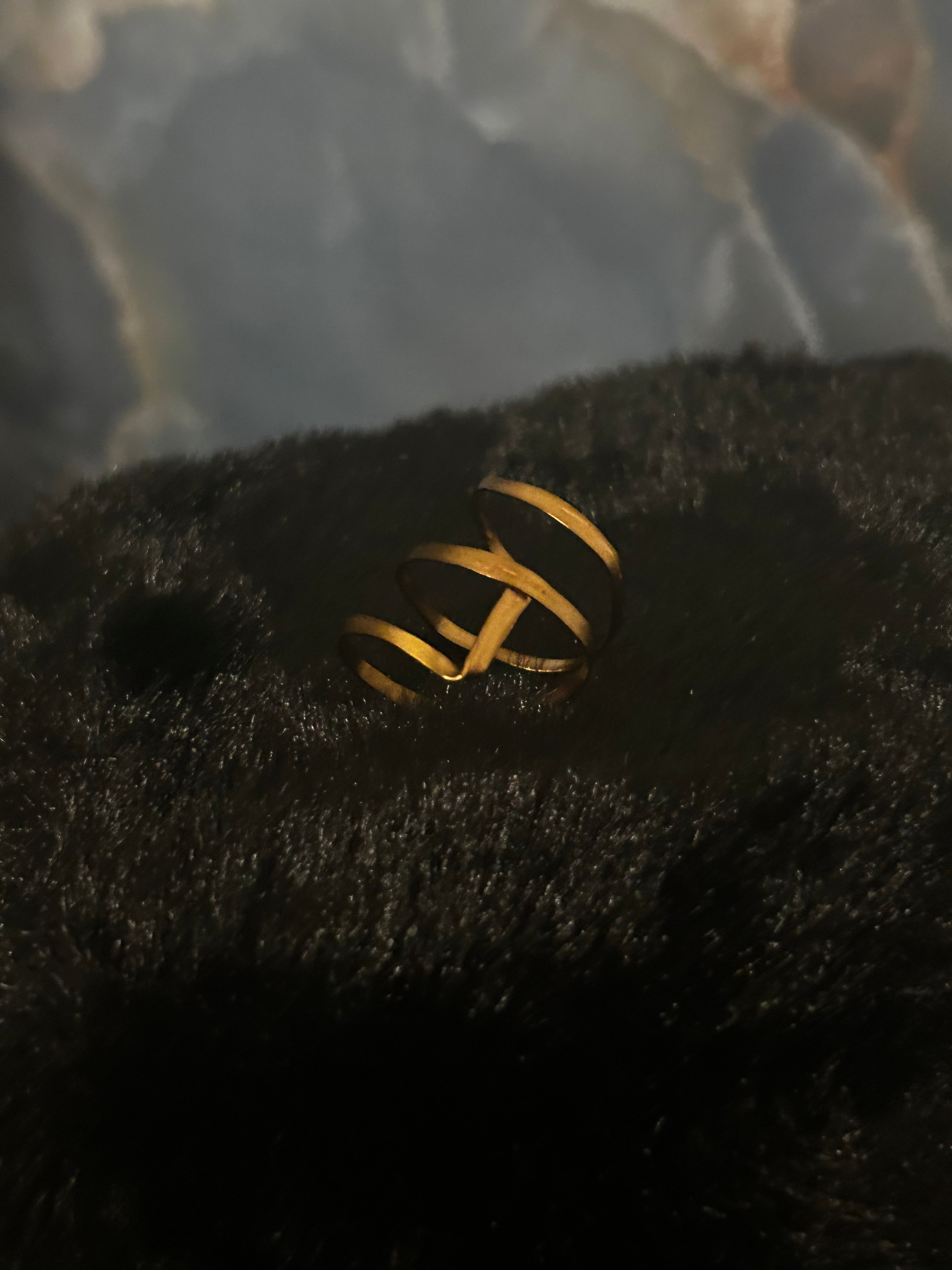 Antique Bronze Geometry Ring – Triple Band Design