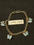Gold & Blue Butterfly Charm Bracelet