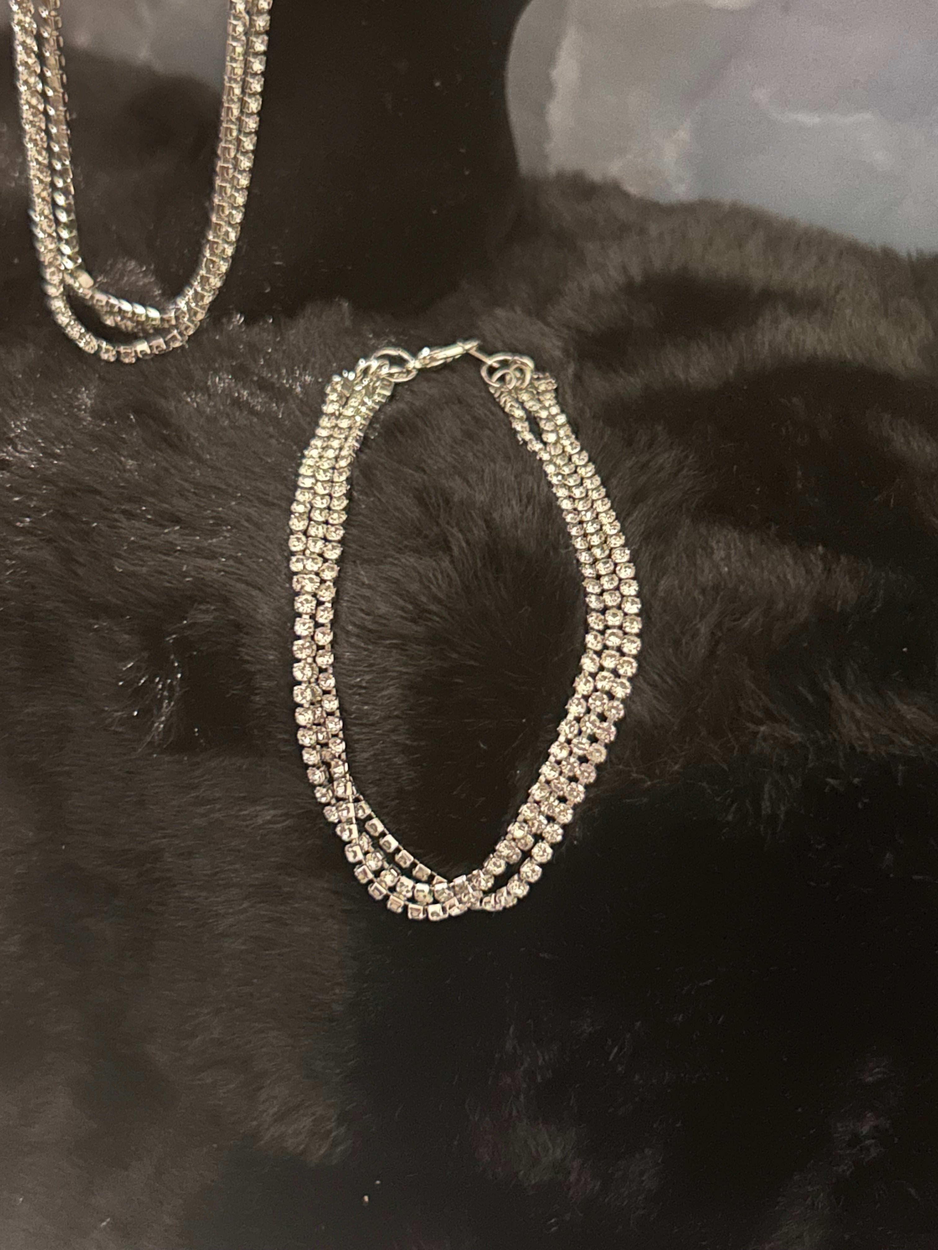 Triple Strand Rhinestone Bracelet – Silver Radiance