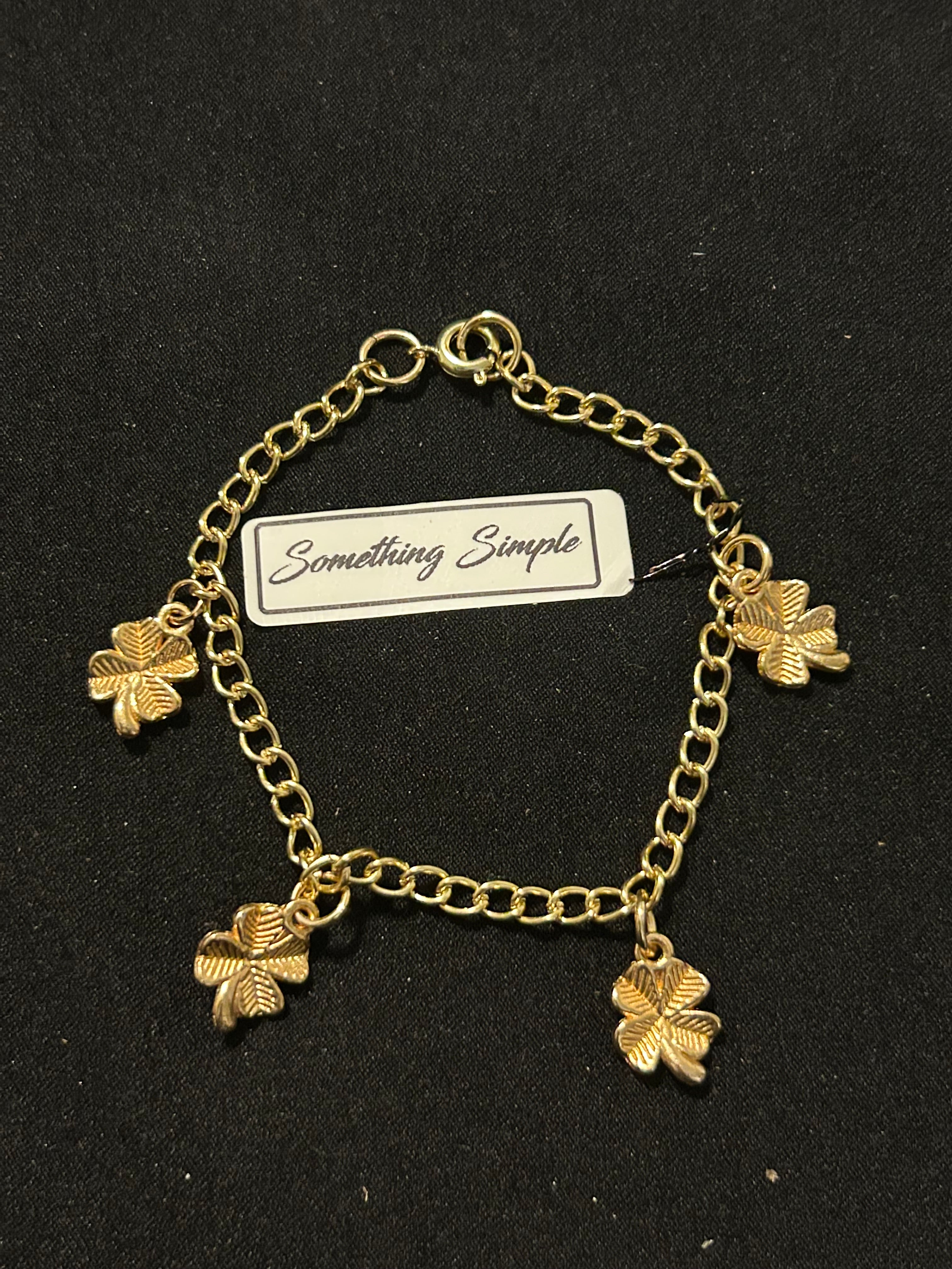 Gold Four-Leaf Clover Charm Bracelet